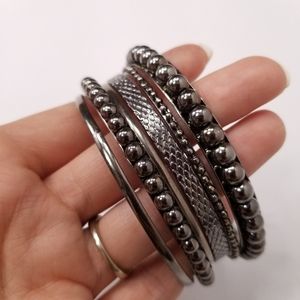 Dark Pearl black metal bangle bracelets